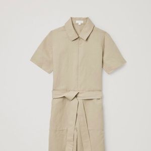 COS LINEN-MIX BELTED WIDE LEG JUMPSUIT,0920796001004
